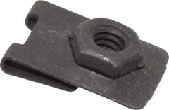 Value Collection - 1/4-20 Screw, 0.032 to 0.093" Thick, Spring Steel J Nut Retainer - 1/2" Center Edge, Black Phosphate Finish - Exact Industrial Supply