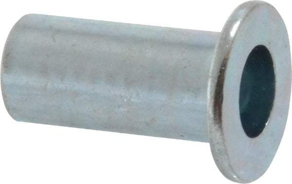 Value Collection - #10-24, 0.01 to 0.08" Grip, Steel Standard Rivet Nut - Drill Size Letter F, Flat Head - Exact Industrial Supply