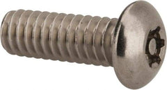 Made in USA - 1/4-20 UNC, 3/4" Length Under Head Torx Drive Machine Screw - Button Head, Grade 18-8 Stainless Steel, Uncoated, Without Washer - Exact Industrial Supply