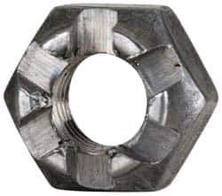 Value Collection - 1/4-28 UNF Grade 5 Steel Castle Locknut - 7/16" Width Across Flats, 9/32" High, Uncoated - Exact Industrial Supply