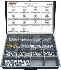 Value Collection - 1/4-20 to 5/8-18 Thread, 435 Piece Steel Nut Assortment - Grade 2 - Exact Industrial Supply