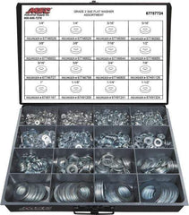 Value Collection - 1840 Piece, 1/4 to 1-1/2" Screw, Grade 2 Steel SAE Flat Washer Assortment - Includes 1/4 to 1-1/2" Screw & Compartmented Storage Case - Exact Industrial Supply