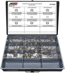 Value Collection - 1/4-20 to 3/8-16 Thread, 750 Piece Stainless Steel Nut & Washer Assortment - Grade 18-8 - Exact Industrial Supply