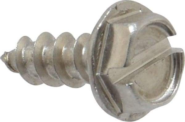 Value Collection - #10 Hex Washer Head Slotted Sheet Metal Screw - Stainless Steel, 1/2" Length Under Head, Grade 18-8 - Exact Industrial Supply