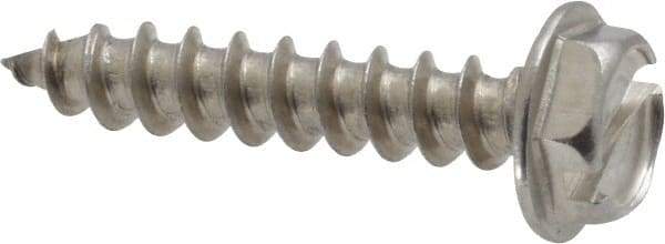 Value Collection - #10 Hex Washer Head Slotted Sheet Metal Screw - Stainless Steel, 1" Length Under Head, Grade 18-8 - Exact Industrial Supply