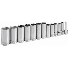 SK - 3/8" Drive Deep Socket Set - 1/4 to 1", Inch Measurement Standard - Exact Industrial Supply