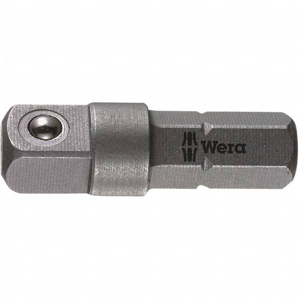 Wera - Socket Adapters & Universal Joints Type: Square-Drive to Hex Bit Adapter Male Size: 1/4 - Exact Industrial Supply