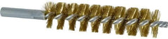 Schaefer Brush - 4" Brush Length, 1" Diam, Double Stem, Single Spiral Tube Brush - 6-1/4" Long, Brass, 12-24 Female Connection - Exact Industrial Supply