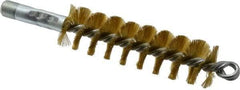 Schaefer Brush - 4-1/2" Brush Length, 1-1/4" Diam, Double Stem, Single Spiral Tube Brush - 8" Long, Brass, 1/4" NPSM Male Connection - Exact Industrial Supply