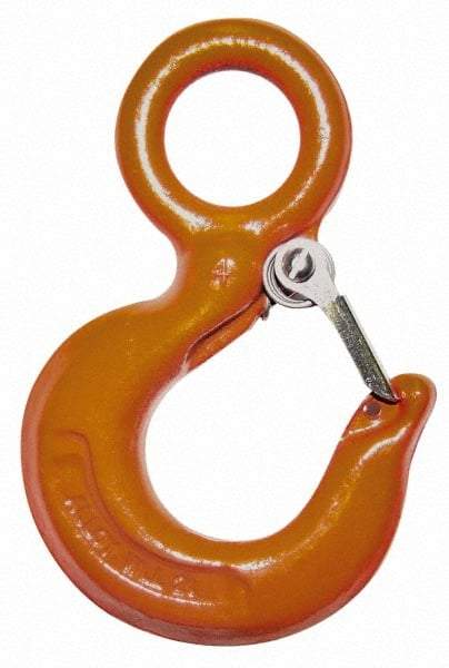 CM - Chain Grade 43, Carbon Steel Eye Hook - 1.06" Hook Throat, 4.09" Reach, 1.13" Eye ID, 5.63" OAL, Galvanized Finish - Exact Industrial Supply