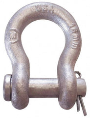 CM - 3/4" Nominal Chain Size, 5 Ton Carbon Steel Loose Anchor Shackle - 3/4" Diam, 7/8" Pin Diam, 2-13/16" High x 1-1/4" Wide Inside Jaw, 1-13/16" Inside Width, 1-3/4" Max Body Thickness - Exact Industrial Supply