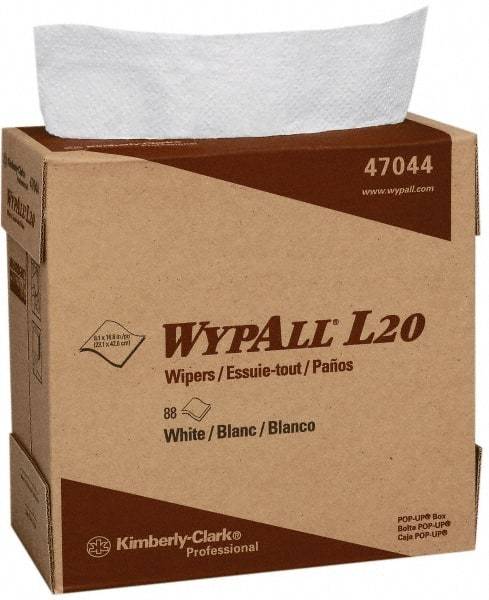 WypAll - L20 Dry General Purpose Wipes - Pop-Up, 16-3/4" x 9" Sheet Size, White - Exact Industrial Supply