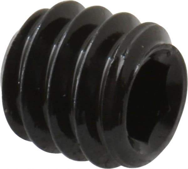 Unbrako - 1/4-20 UNC, 1/4" OAL, Cup Point Set Screw - Grade 8 Alloy Steel, 1/8" Key - Exact Industrial Supply