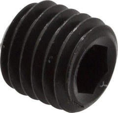 Unbrako - 1/4-28 UNF, 1/4" OAL, Cup Point Set Screw - Grade 8 Alloy Steel, 1/8" Key - Exact Industrial Supply