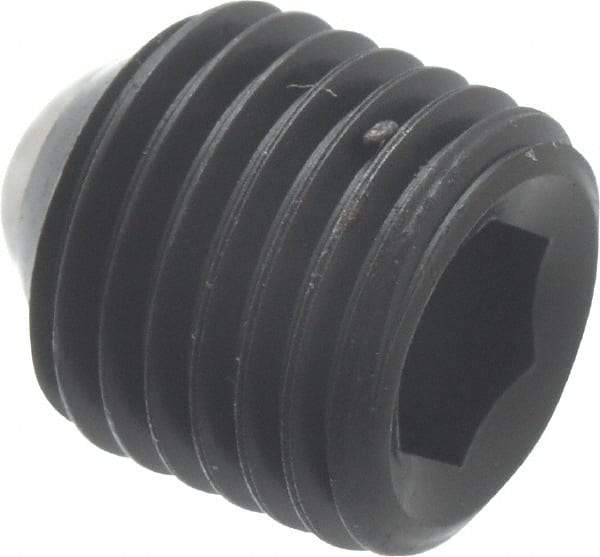 Unbrako - 3/8-24 UNF, 3/8" OAL, Cup Point Set Screw - Grade 8 Alloy Steel, 3/16" Key - Exact Industrial Supply