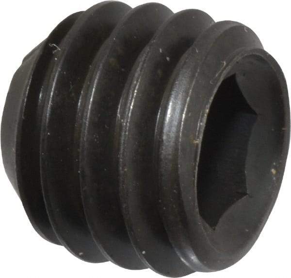 Unbrako - 7/16-14 UNC, 3/8" OAL, Cup Point Set Screw - Grade 8 Alloy Steel, 7/32" Key - Exact Industrial Supply