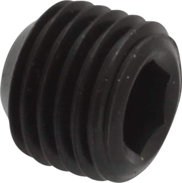 Unbrako - 7/16-20 UNF, 3/8" OAL, Cup Point Set Screw - Grade 8 Alloy Steel, 7/32" Key - Exact Industrial Supply