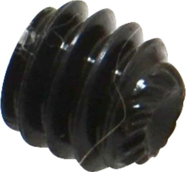 Unbrako - 1/4-20 UNC, 1/4" OAL, Knurled Cup Point Set Screw - Grade 8 Alloy Steel, 1/8" Key - Exact Industrial Supply