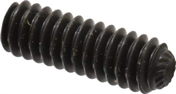 Unbrako - 1/4-20 UNC, 3/4" OAL, Knurled Cup Point Set Screw - Grade 8 Alloy Steel, 1/8" Key - Exact Industrial Supply