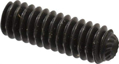 Unbrako - 1/4-20 UNC, 3/4" OAL, Knurled Cup Point Set Screw - Grade 8 Alloy Steel, 1/8" Key - Exact Industrial Supply