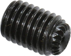 Unbrako - 1/4-28 UNF, 3/8" OAL, Knurled Cup Point Set Screw - Grade 8 Alloy Steel, 1/8" Key - Exact Industrial Supply