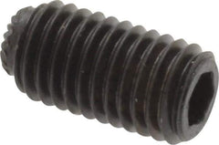 Unbrako - 1/4-28 UNF, 1/2" OAL, Knurled Cup Point Set Screw - Grade 8 Alloy Steel, 1/8" Key - Exact Industrial Supply