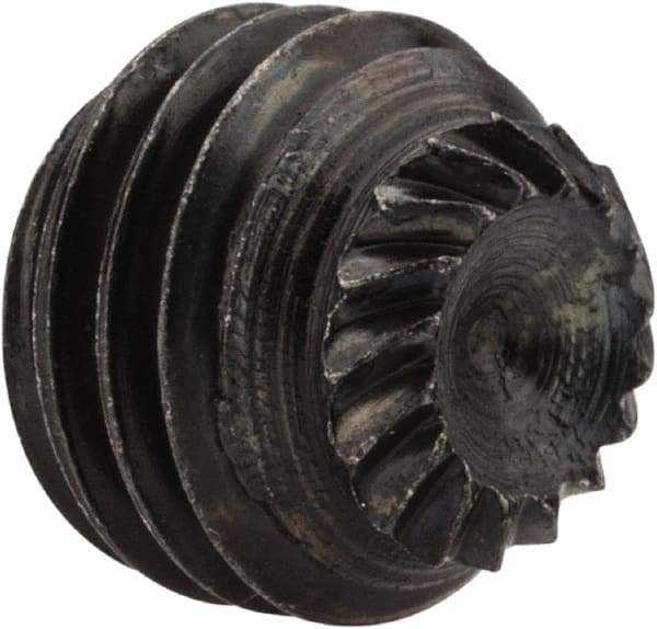 Unbrako - 5/16-24 UNF, 1/4" OAL, Knurled Cup Point Set Screw - Grade 8 Alloy Steel, 5/32" Key - Exact Industrial Supply