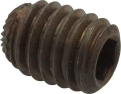Unbrako - 3/8-16 UNC, 1/2" OAL, Knurled Cup Point Set Screw - Grade 8 Alloy Steel, 3/16" Key - Exact Industrial Supply
