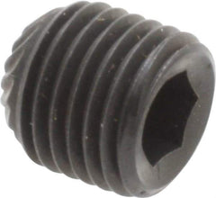 Unbrako - 3/8-24 UNF, 3/8" OAL, Knurled Cup Point Set Screw - Grade 8 Alloy Steel, 3/16" Key - Exact Industrial Supply