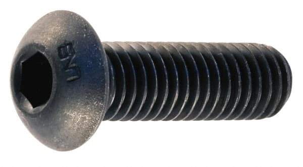 Unbrako - M8x1.25 Metric Coarse Hex Socket Drive, Button Screw - Alloy Steel, Black Oxide Finish, 25mm Length Under Head - Exact Industrial Supply