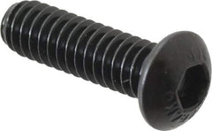 Unbrako - 1/4-20 UNC Hex Socket Drive, Button Screw - Alloy Steel, Black Oxide Finish, 7/8" Length Under Head - Exact Industrial Supply