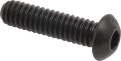 Unbrako - 1/4-20 UNC Hex Socket Drive, Button Screw - Alloy Steel, Black Oxide Finish, 1" Length Under Head - Exact Industrial Supply