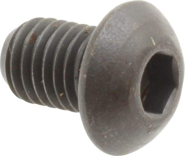 Unbrako - 1/4-28 UNF Hex Socket Drive, Button Screw - Alloy Steel, Black Oxide Finish, 3/8" Length Under Head - Exact Industrial Supply