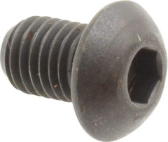 Unbrako - 1/4-28 UNF Hex Socket Drive, Button Screw - Alloy Steel, Black Oxide Finish, 3/8" Length Under Head - Exact Industrial Supply