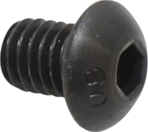 Unbrako - 3/8-16 UNC Hex Socket Drive, Button Screw - Alloy Steel, Black Oxide Finish, 1/2" Length Under Head - Exact Industrial Supply