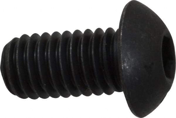Unbrako - 3/8-16 UNC Hex Socket Drive, Button Screw - Alloy Steel, Black Oxide Finish, 3/4" Length Under Head - Exact Industrial Supply