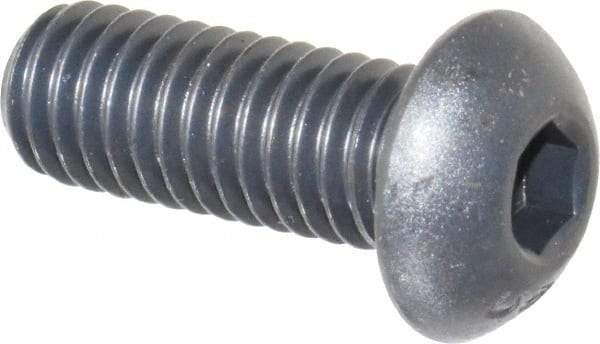 Unbrako - 3/8-16 UNC Hex Socket Drive, Button Screw - Alloy Steel, Black Oxide Finish, 1" Length Under Head - Exact Industrial Supply