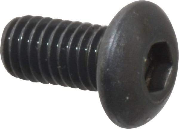 Unbrako - M3x0.50 Metric Coarse Hex Socket Drive, Button Screw - Alloy Steel, Black Oxide Finish, 6mm Length Under Head - Exact Industrial Supply