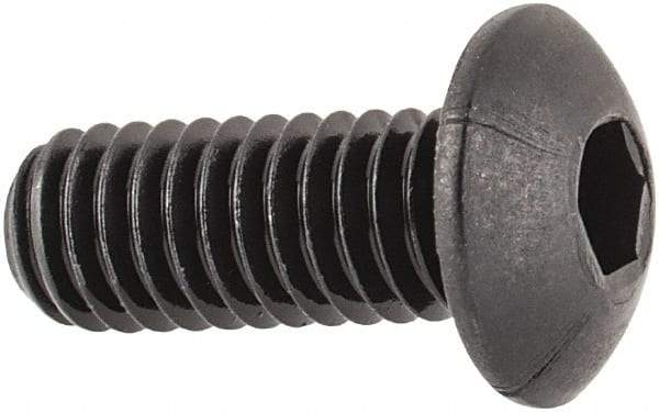 Unbrako - M4x0.70 Metric Coarse Hex Socket Drive, Button Screw - Alloy Steel, Black Oxide Finish, 10mm Length Under Head - Exact Industrial Supply