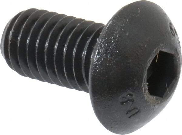 Unbrako - M5x0.80 Metric Coarse Hex Socket Drive, Button Screw - Alloy Steel, Black Oxide Finish, 10mm Length Under Head - Exact Industrial Supply