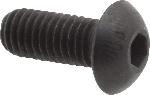 Unbrako - M5x0.80 Metric Coarse Hex Socket Drive, Button Screw - Alloy Steel, Black Oxide Finish, 12mm Length Under Head - Exact Industrial Supply