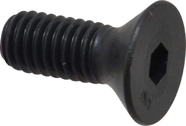 Unbrako - 3/8-16 UNC Hex Socket Drive, 82° Flat Screw - Alloy Steel, Black Oxide Finish, 1" OAL - Exact Industrial Supply