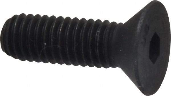 Unbrako - 3/8-16 UNC Hex Socket Drive, 82° Flat Screw - Alloy Steel, Black Oxide Finish, 1-1/4" OAL - Exact Industrial Supply