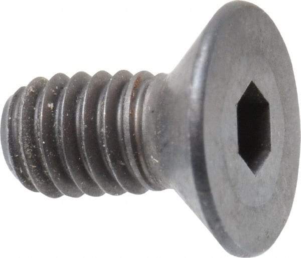 Unbrako - M4x0.70 Metric Coarse Hex Socket Drive, 90 to 92° Flat Screw - Grade 12.9 Alloy Steel, Black Oxide Finish, 8mm OAL - Exact Industrial Supply