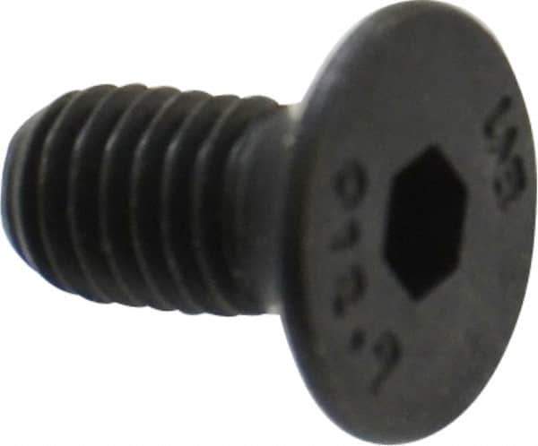 Unbrako - M5x0.80 Metric Coarse Hex Socket Drive, 90 to 92° Flat Screw - Grade 12.9 Alloy Steel, Black Oxide Finish, 10mm OAL - Exact Industrial Supply