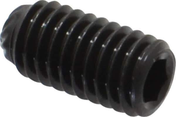 Unbrako - M5, 10mm OAL, Knurled Cup Point Set Screw - Grade 45H Alloy Steel, 2.5mm Key - Exact Industrial Supply