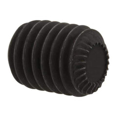 Unbrako - M8, 10mm OAL, Knurled Cup Point Set Screw - Grade 45H Alloy Steel, 4mm Key - Exact Industrial Supply