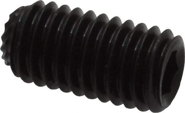 Unbrako - M8, 16mm OAL, Knurled Cup Point Set Screw - Grade 45H Alloy Steel, 4mm Key - Exact Industrial Supply