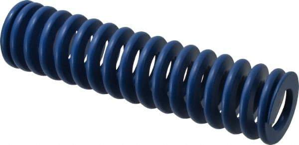 Associated Spring Raymond - 50mm Hole Diam, 25mm Rod Diam, 8" Free Length, Blue Die Spring - 4544.7998 N Max Deflection, 76mm Max Deflection, Medium Duty, Chromium Alloy Steel - Exact Industrial Supply