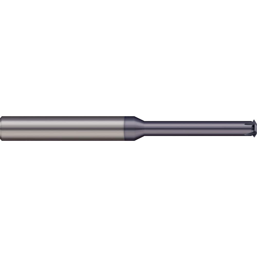Single Profile Thread Mill: 1/4-18 to 1/4-56, 18 to 56 TPI, Internal & External, 4 Flutes, Solid Carbide 0.18″ Cut Dia, 1/4″ Shank Dia, 2.5″ OAL, AlTiN Coated